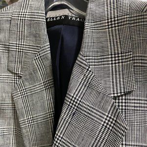 Ellen Tracy Plaid Navy & White Blazer